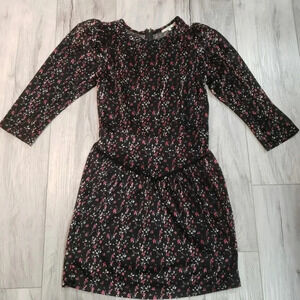 Tulerosa Black Floral  Velvet Mini Dress Womans Size XS